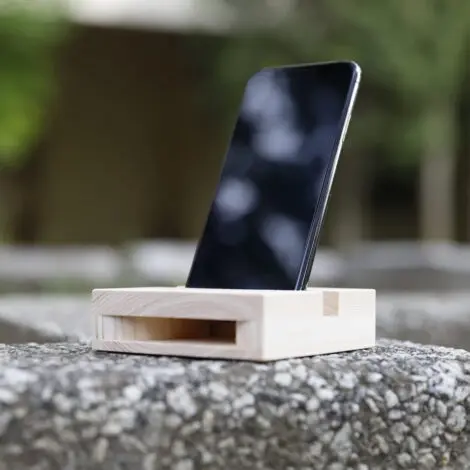 スマホスタンドスピーカー | ノベルティや記念品でSDGsに間伐材、木製